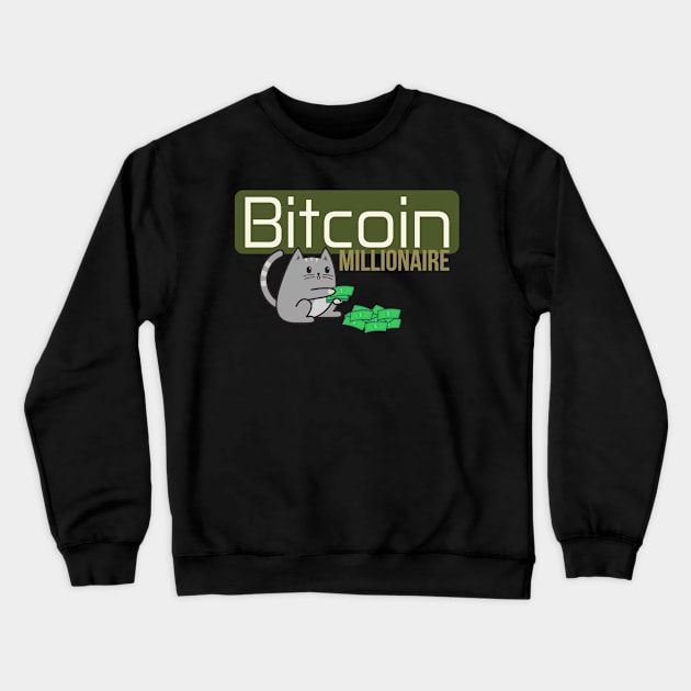 Bitcoin Millionare Cat Crewneck Sweatshirt by Arend Studios